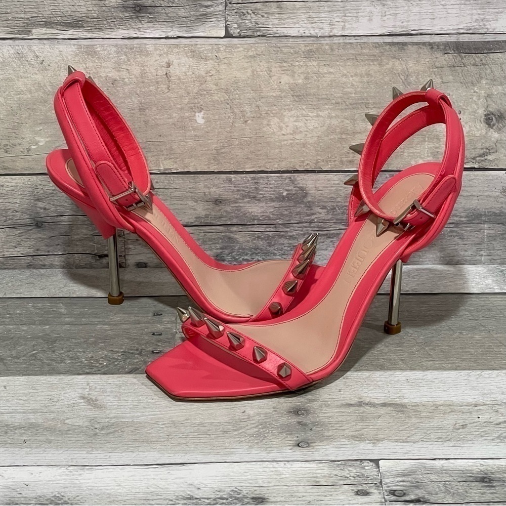 Alexander McQueen Punk Stud Leather Ankle-Strap Sandals - Pink - Sz-7 .US/37 .EU